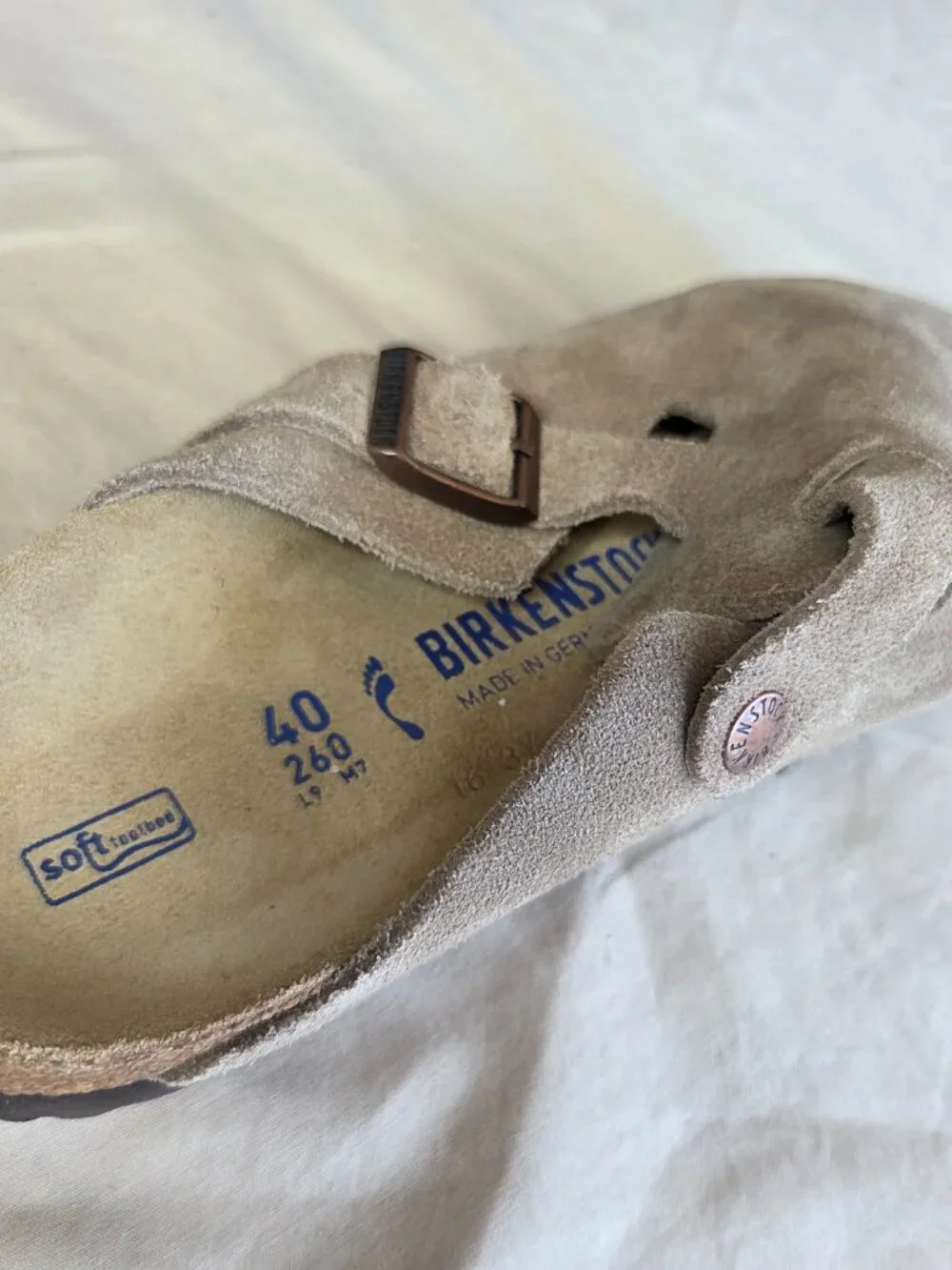 Birkenstock - Women's  Boston Clogs Taupe Suede Size 40 - Picture 6 of 13